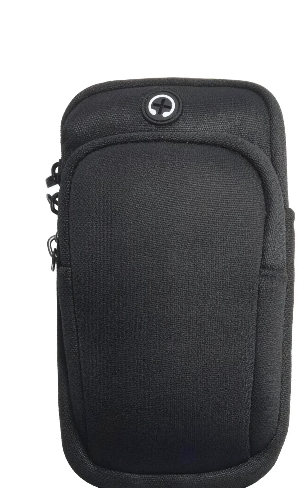 The detachable zippered phone pocket, black, with a headphone port